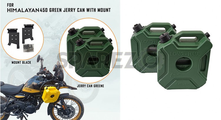 For Royal Enfield New Himalayan 450 RH-LH Green Jerry Can Pair with Mount - SPAREZO
